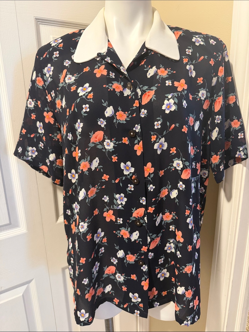 Vintage Pierre Balmain Women’s Floral Button-Down Shirt